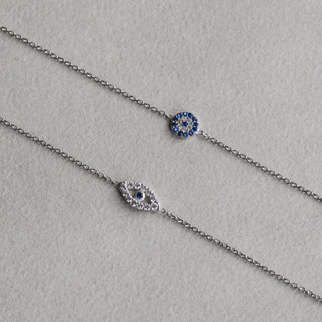 also available at feltlondon.com we have silver chain evil eye bracelets