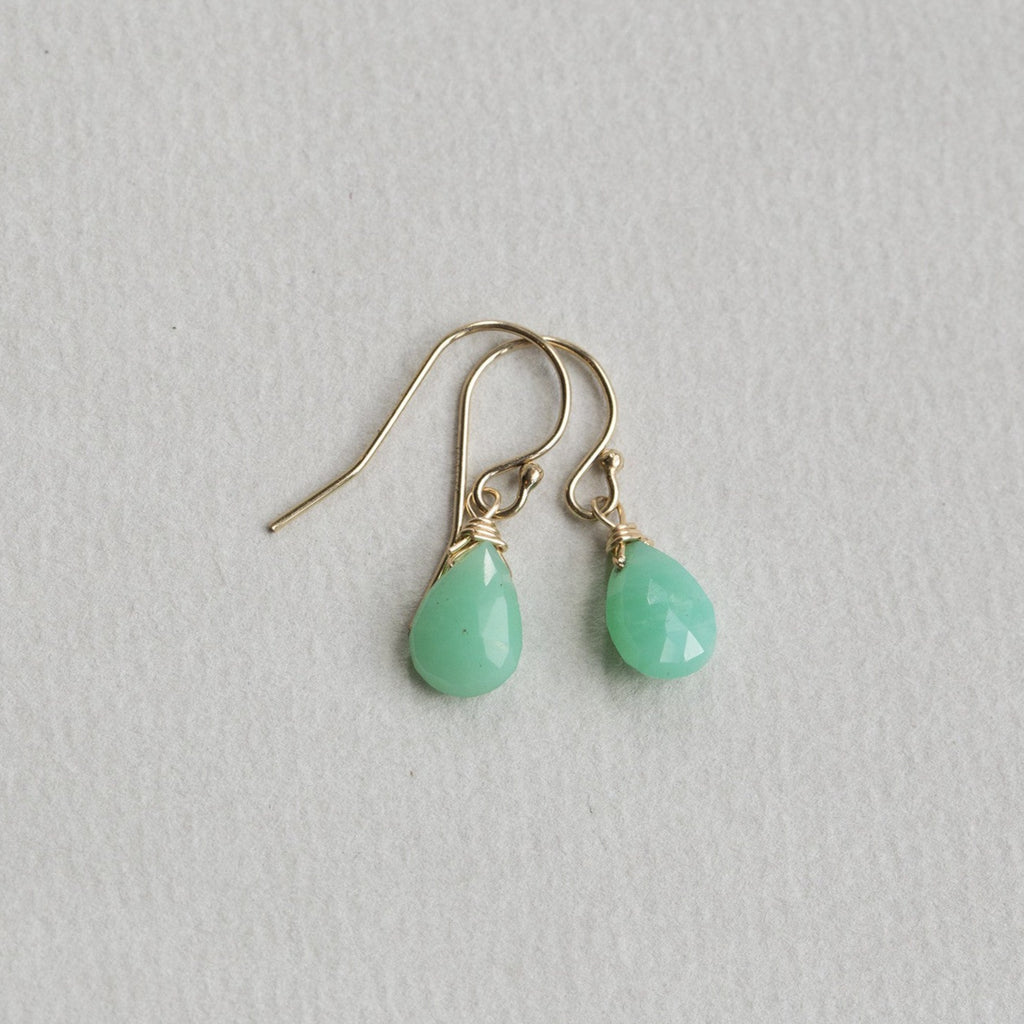 chrysoprase briolette drop earrings also available on feltlondon.com