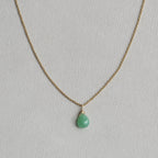 chrysoprase briolette pendant on gold filled chain
