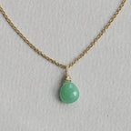 chrysoprase drop necklace from up close