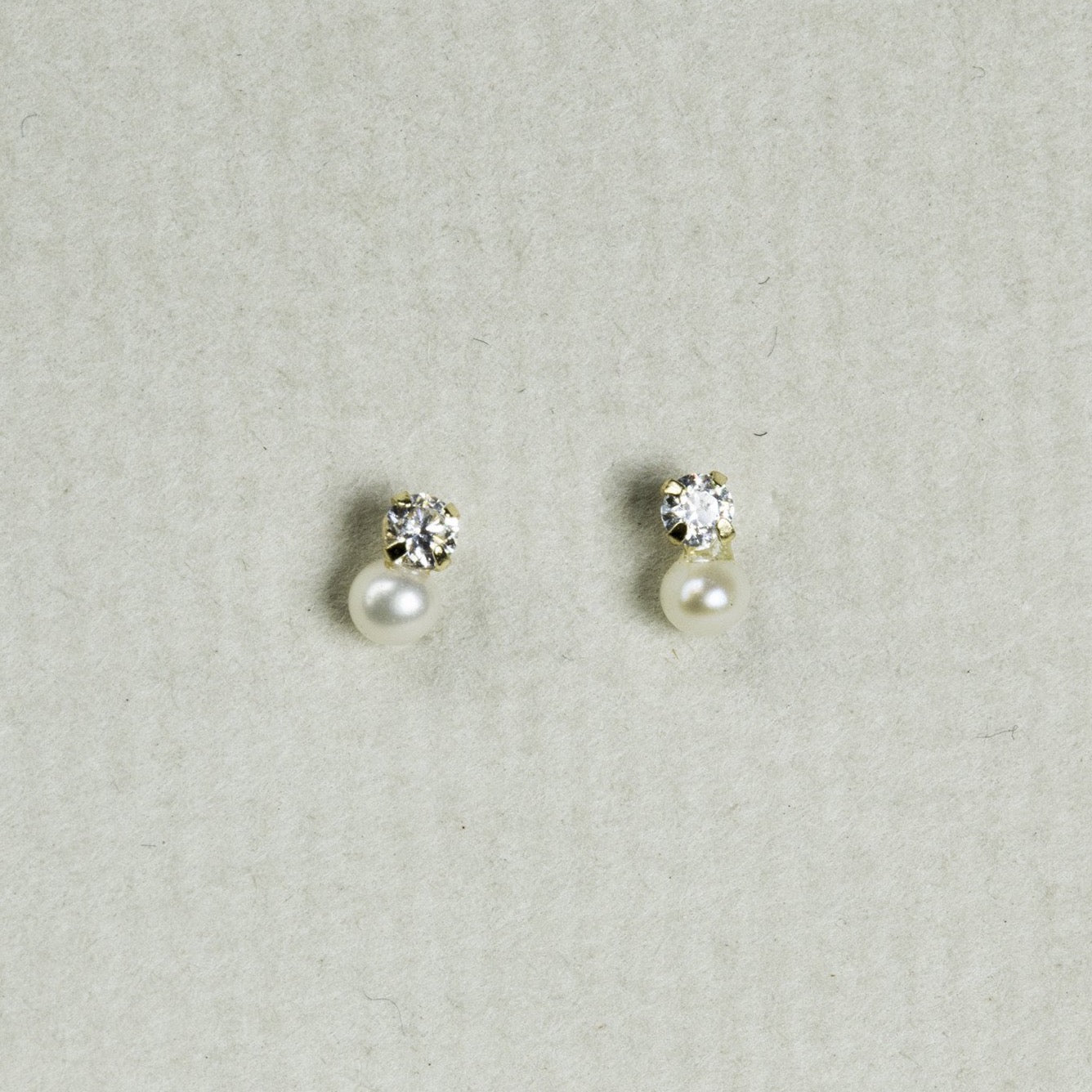 Tiny Pearl and Crystal Stud Earrings