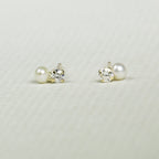 Tiny Pearl and Crystal Stud Earrings