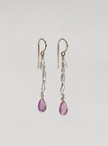 Claire van Holthe pink sapphire briolette and keshi pearls 9 carat gold drop earrings