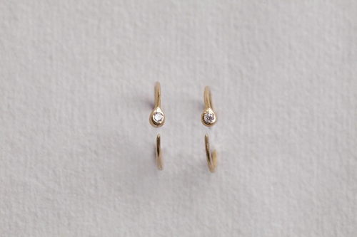 bird's eye view of the diamond blob hoop earrings