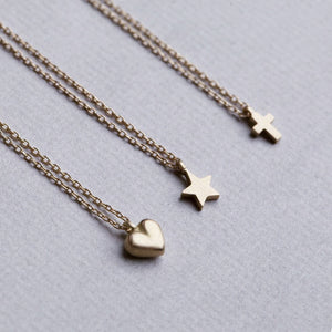 Tiny Cross, Star and Heart Necklaces