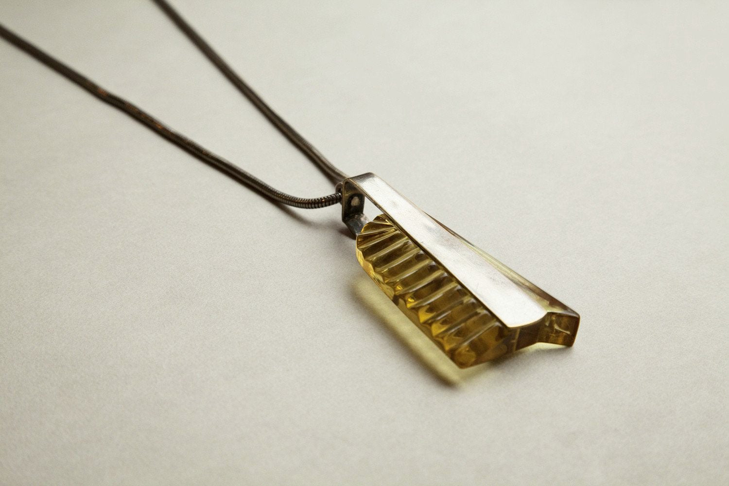 Vintage Apple Juice Bakelite and Chrome Plated Necklace