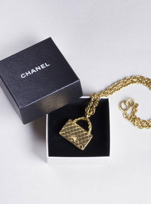 Vintage Chanel Matrasse Bag Charm Necklace