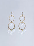 Gold Circle Drop Earrings with Moonstones