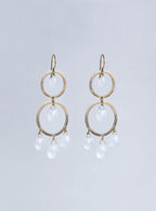 Gold Circle Drop Earrings with Moonstones