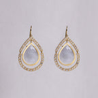 18ct Gold Drop Earrings with Diamonds and Grey Quartz