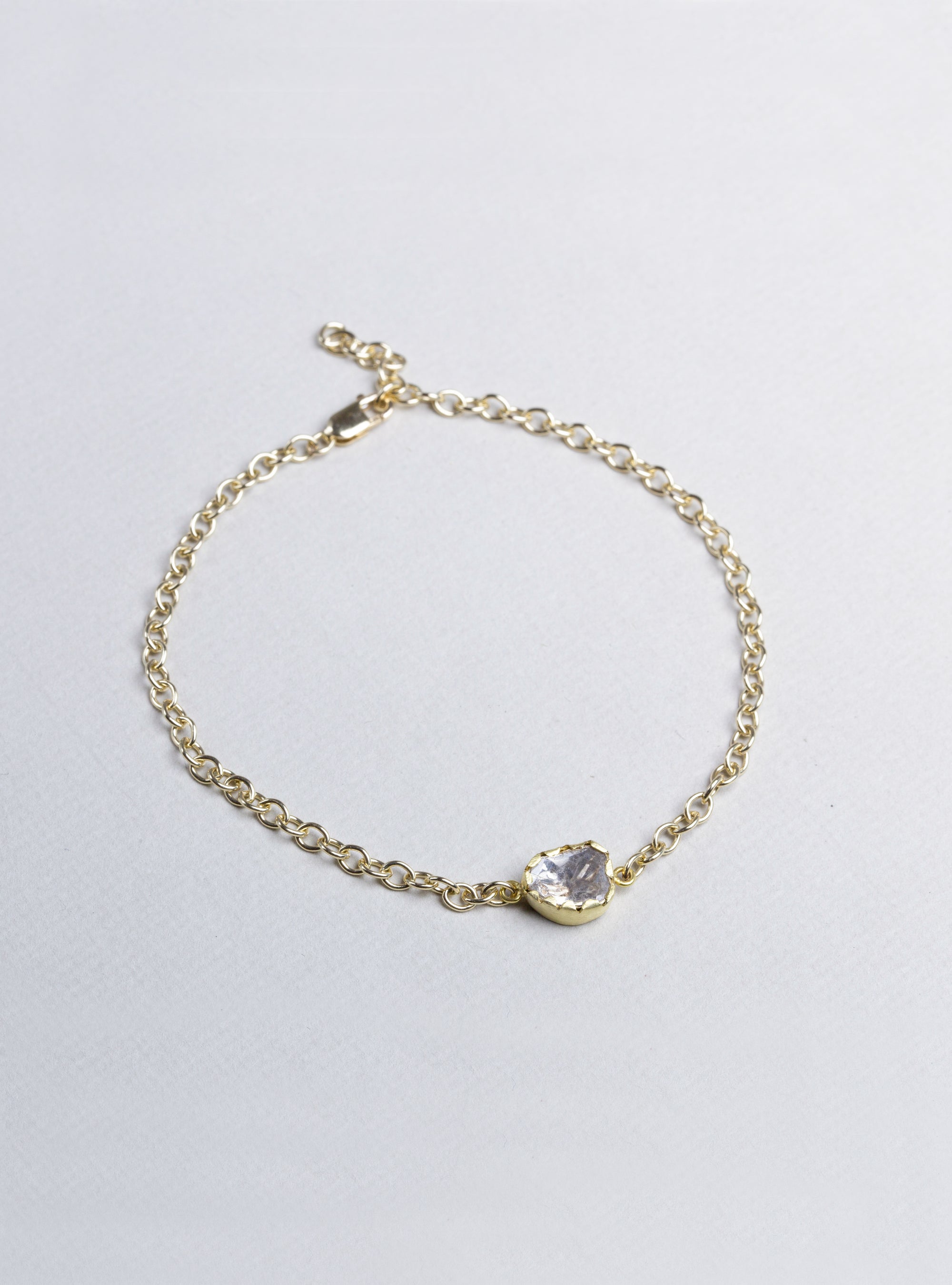 Gold Chain Bracelet with Sliced Diamond #1
