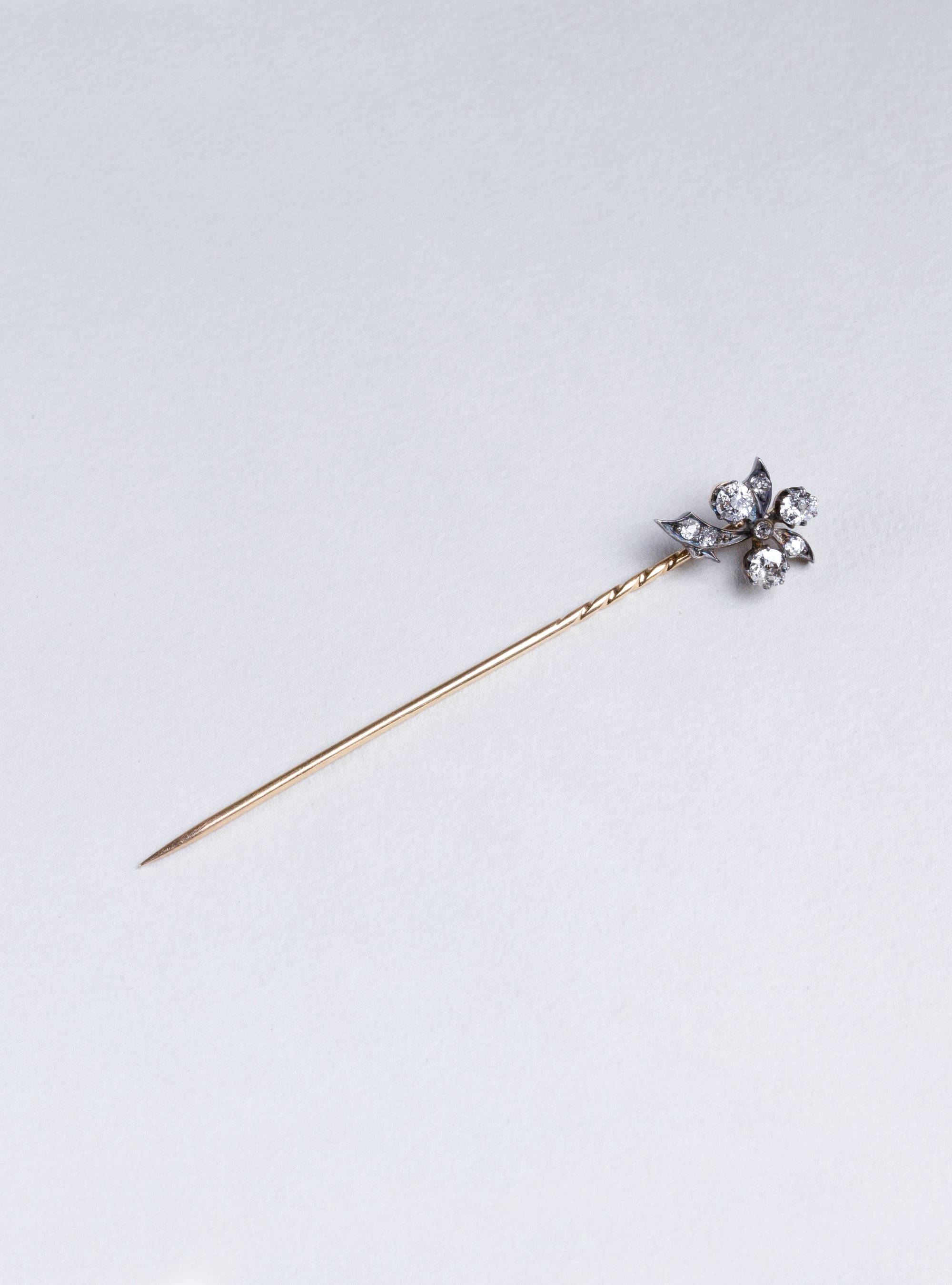 Victorian Flower Stickpin with Diamonds