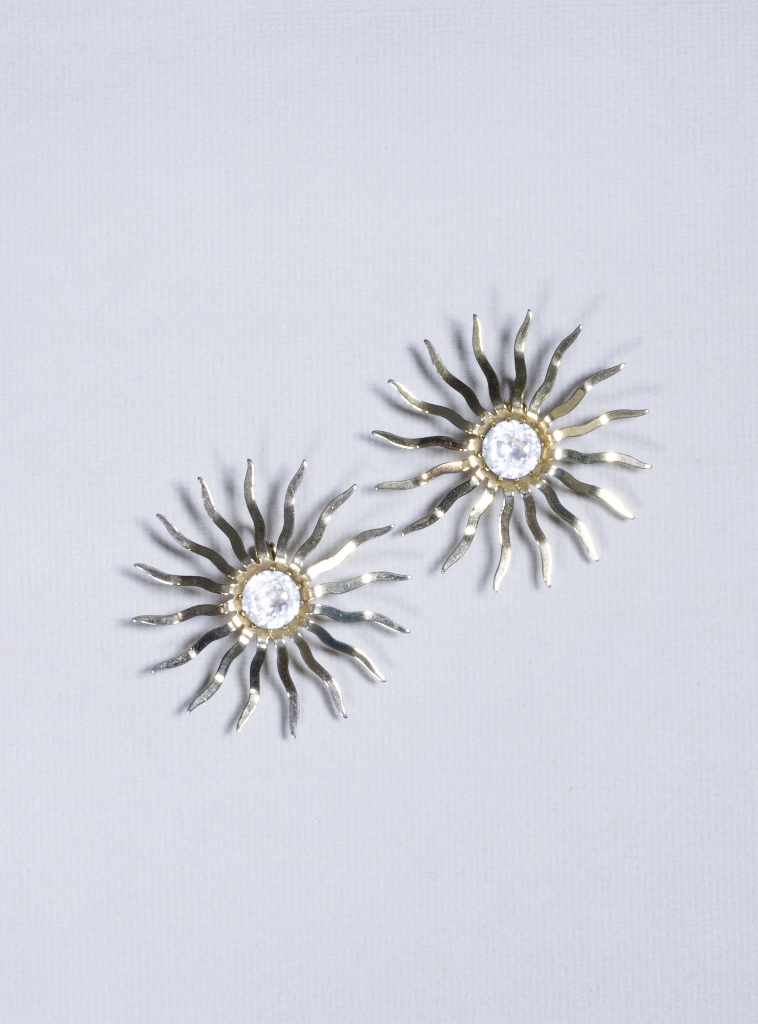 Gold Sun Clip-on Earrings