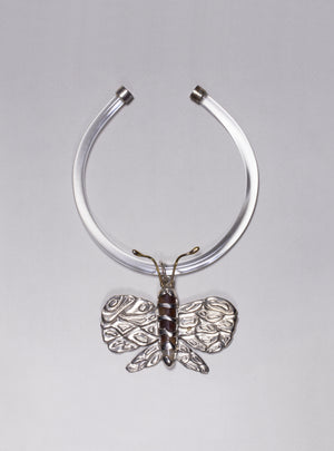 Silver Butterfly Choker Necklace