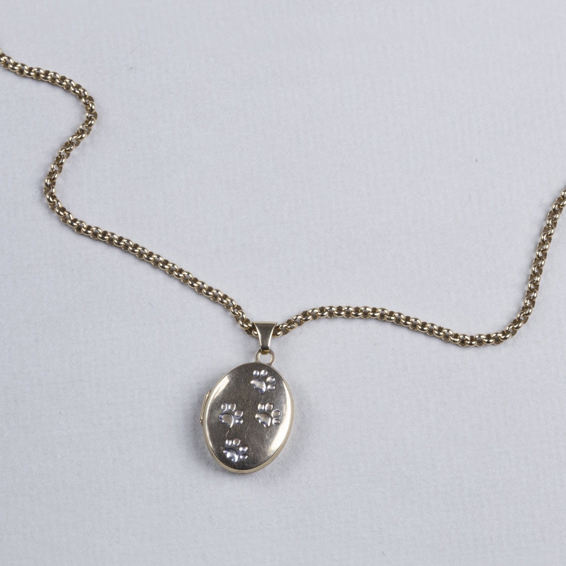 9ct Gold Paw Prints Pendant Necklace felt - Main Image