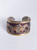Gold and Enamel Horse Cuff Bracelet