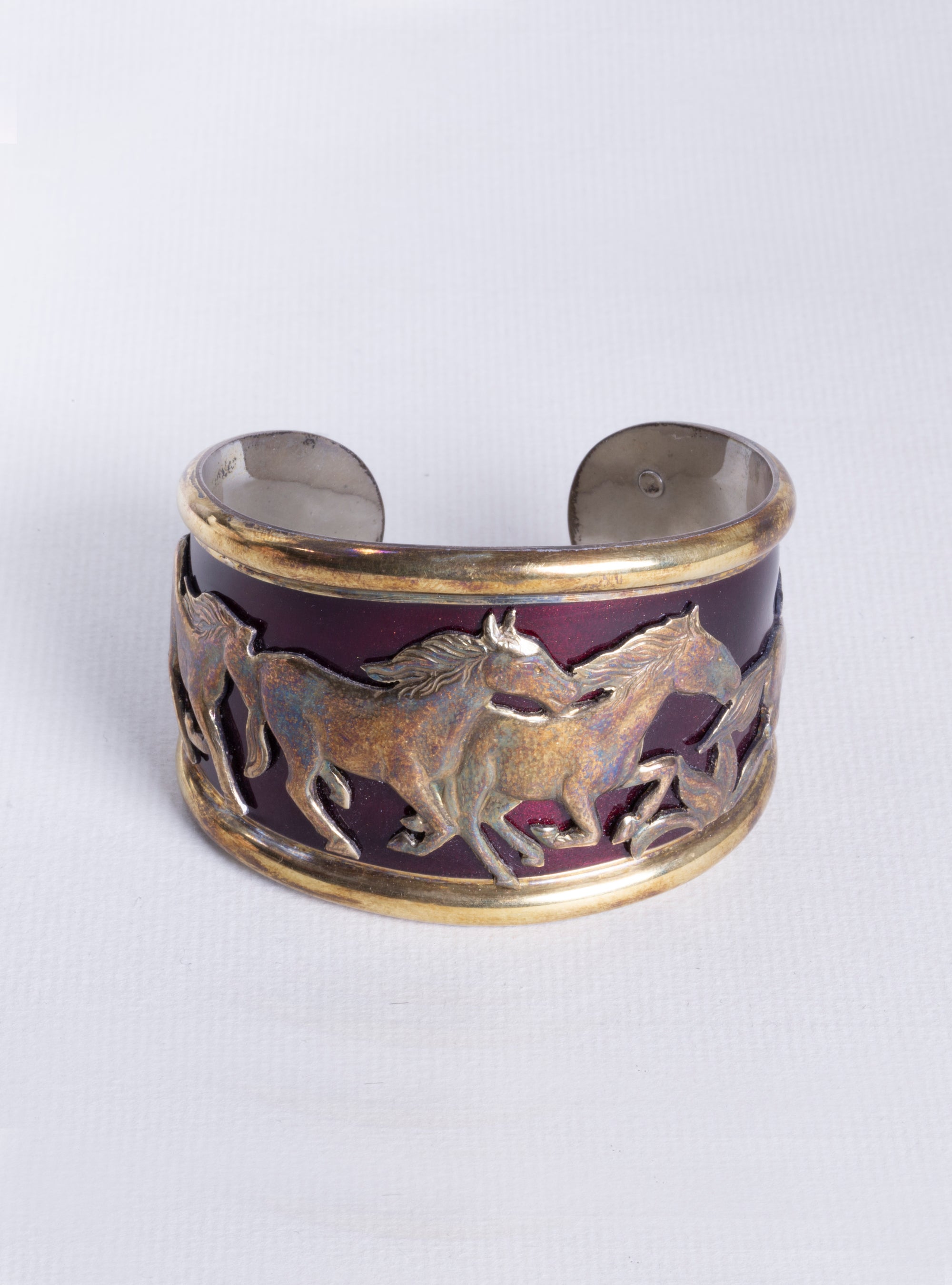Gold and Enamel Horse Cuff Bracelet