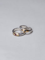Silver and Gold Ring with Ruby and Sapphire