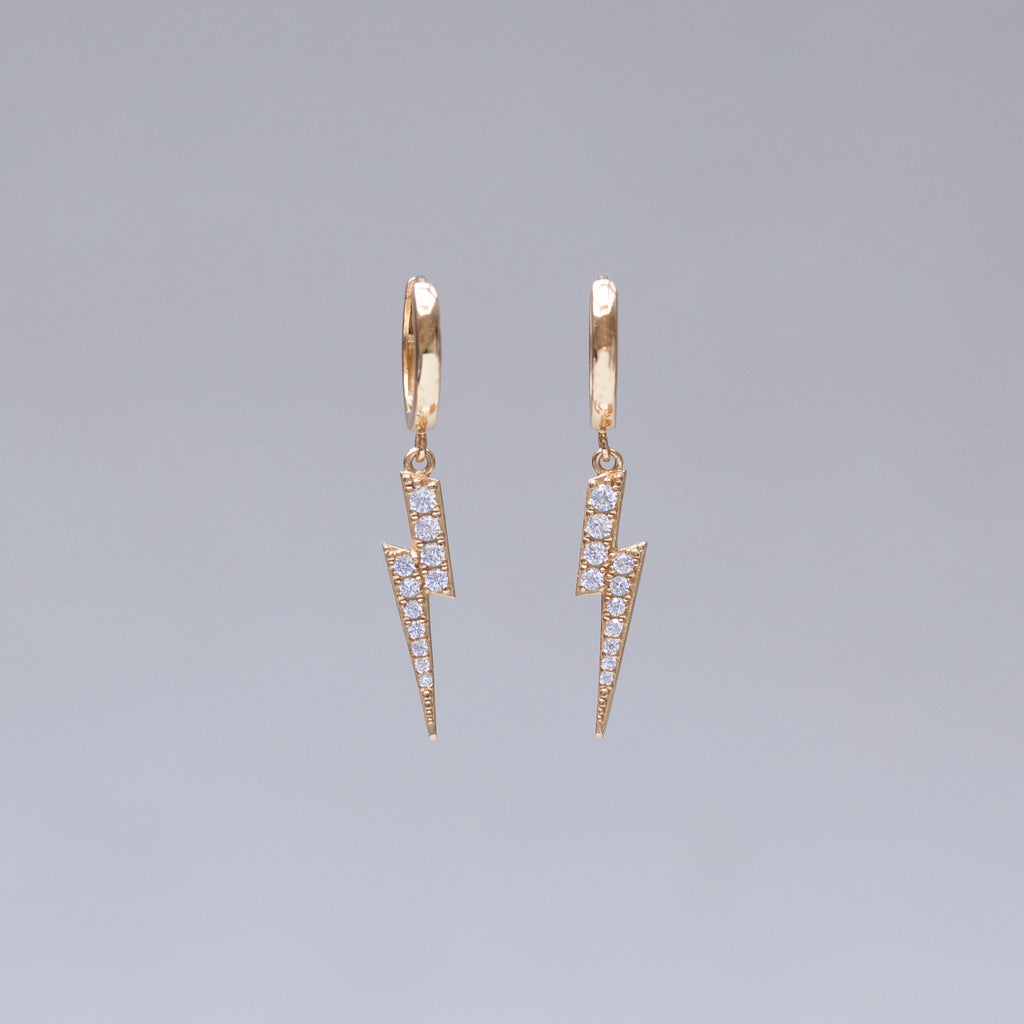 Lightning Bolt Hoop Earrings with Cubic Zirconia