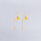 Gold Flower Long Drop Earring
