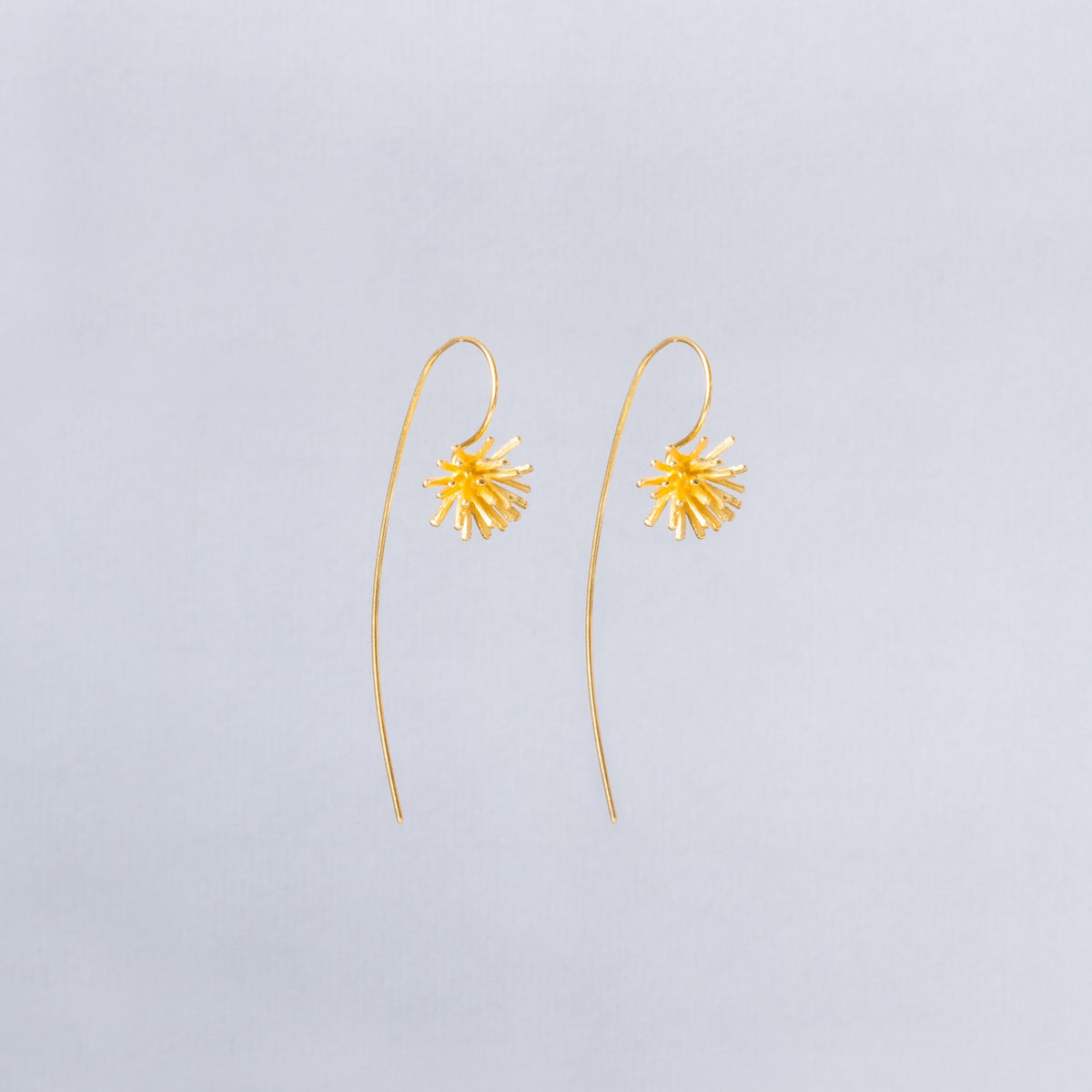 Gold Flower Long Drop Earring