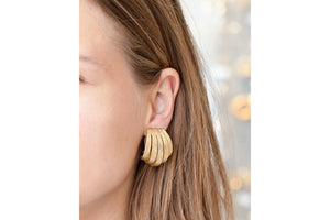 Gold Multiple Strip Clip-on Earrings