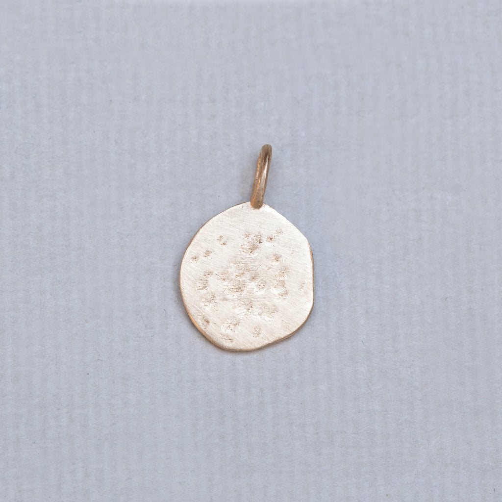 18ct Textured Gold Moon Crescent Charm with Blue Sapphire
