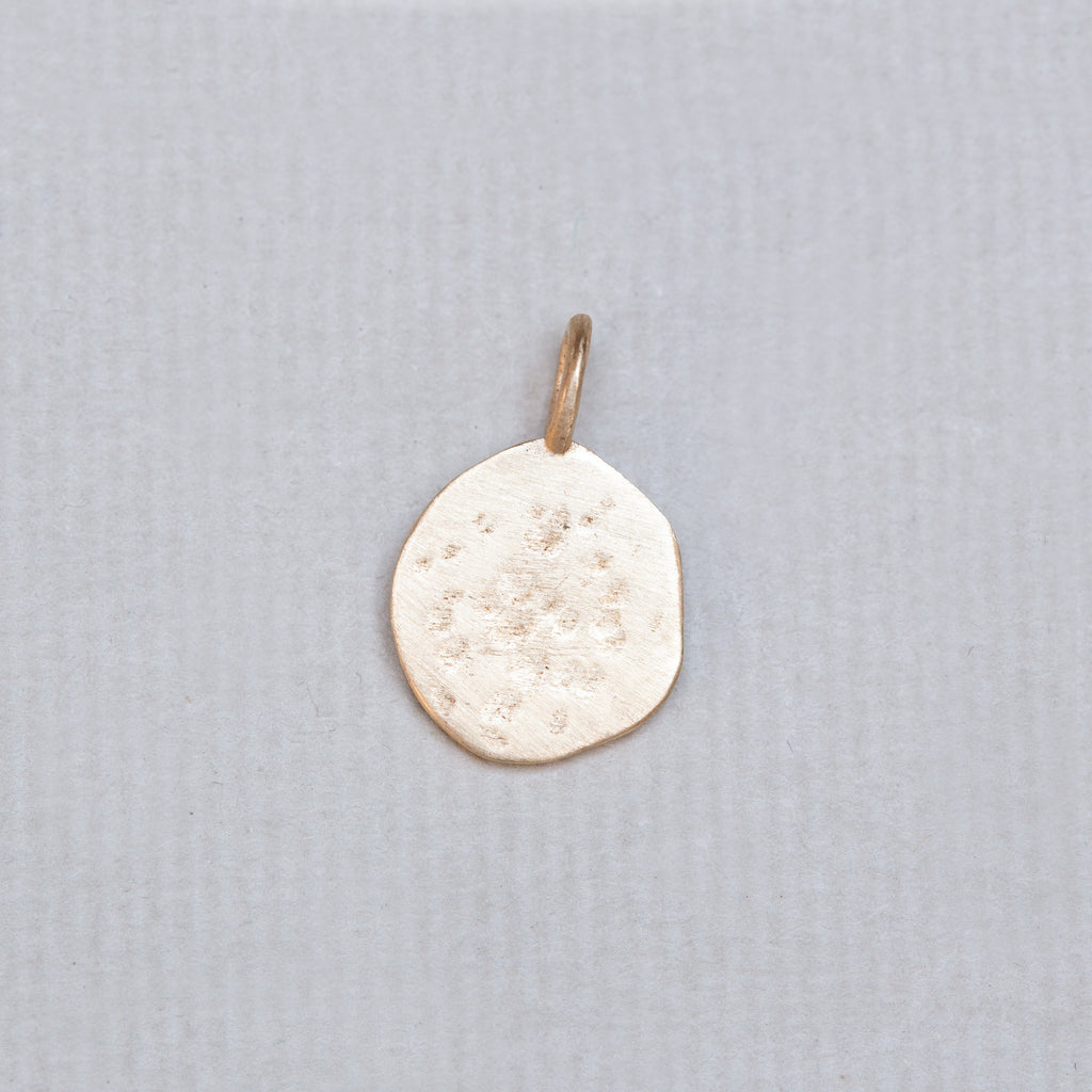 18ct Textured Gold Moon Crescent Charm with Blue Sapphire