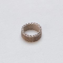 Vintage Tiffany Silver Mesh Chain Link Ring - felt