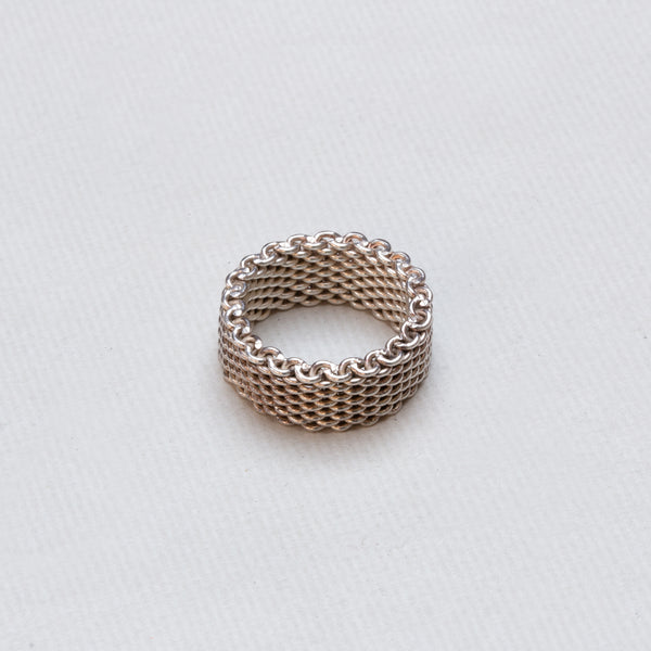 Vintage Tiffany Silver Mesh Chain Link Ring felt