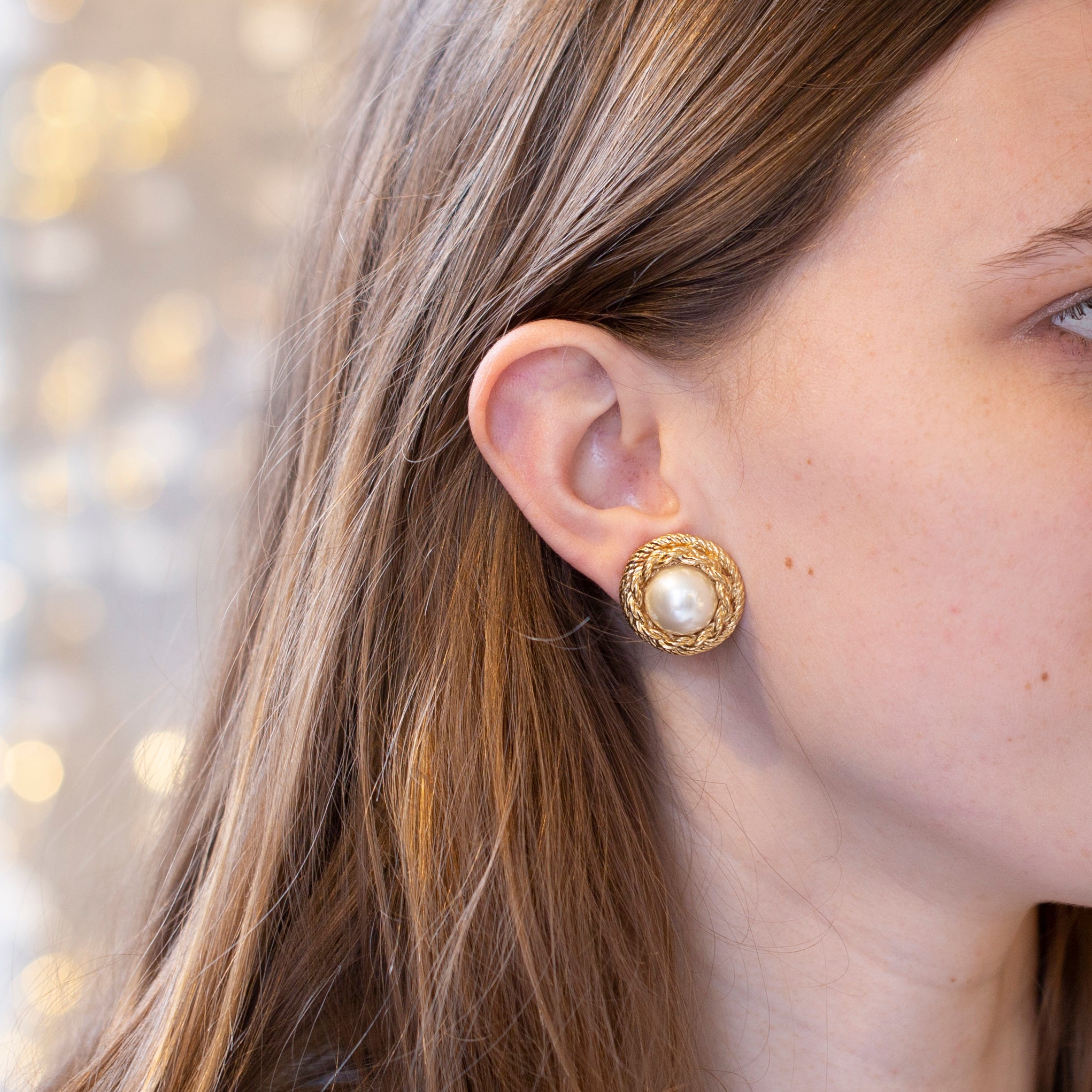 Vintage Gold and Pearl Clip-on Earrings - felt