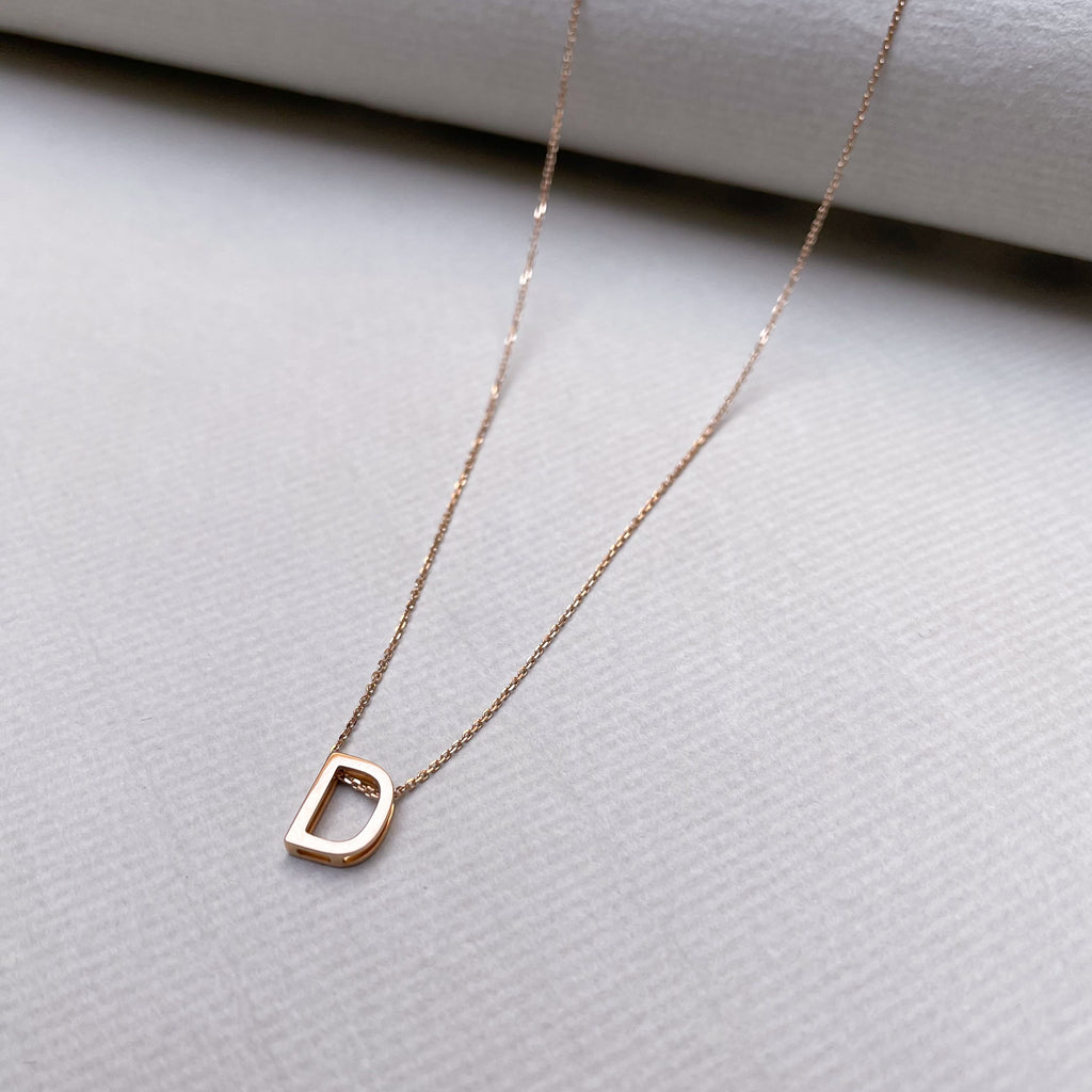 18ct Rose Gold Alphabet Necklace - D