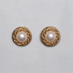 Vintage Gold and Pearl Clip-on Earrings
