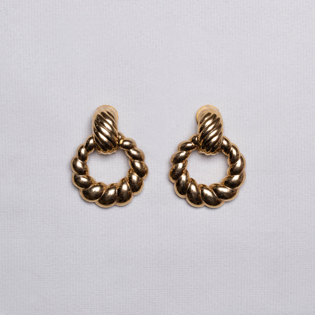 Vintage Gold Twisted Clip-on Earrings