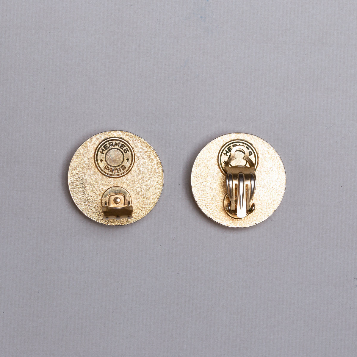 Vintage Hermes Sellier Leather Clip-on Earrings