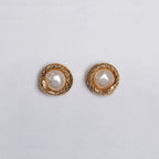 Vintage Chanel Gold Clip-on Earrings with Pearls