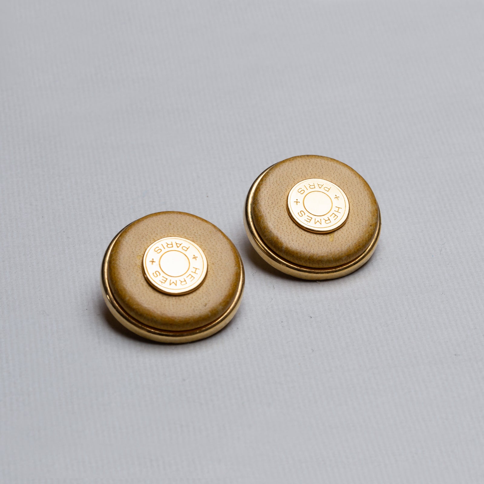 Vintage Hermes Sellier Leather Clip-on Earrings