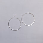 Flat Silver Large Hoop Earrings