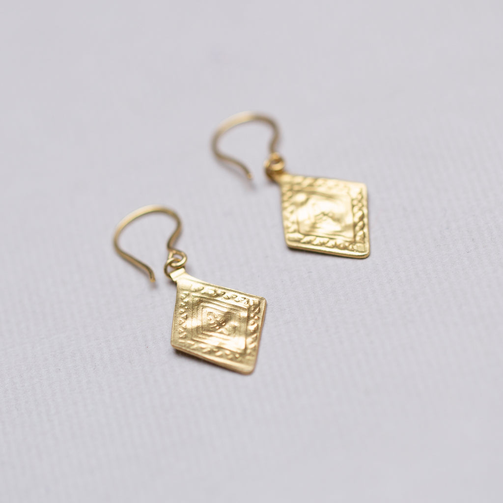 Gold Rhombus Drop Earrings