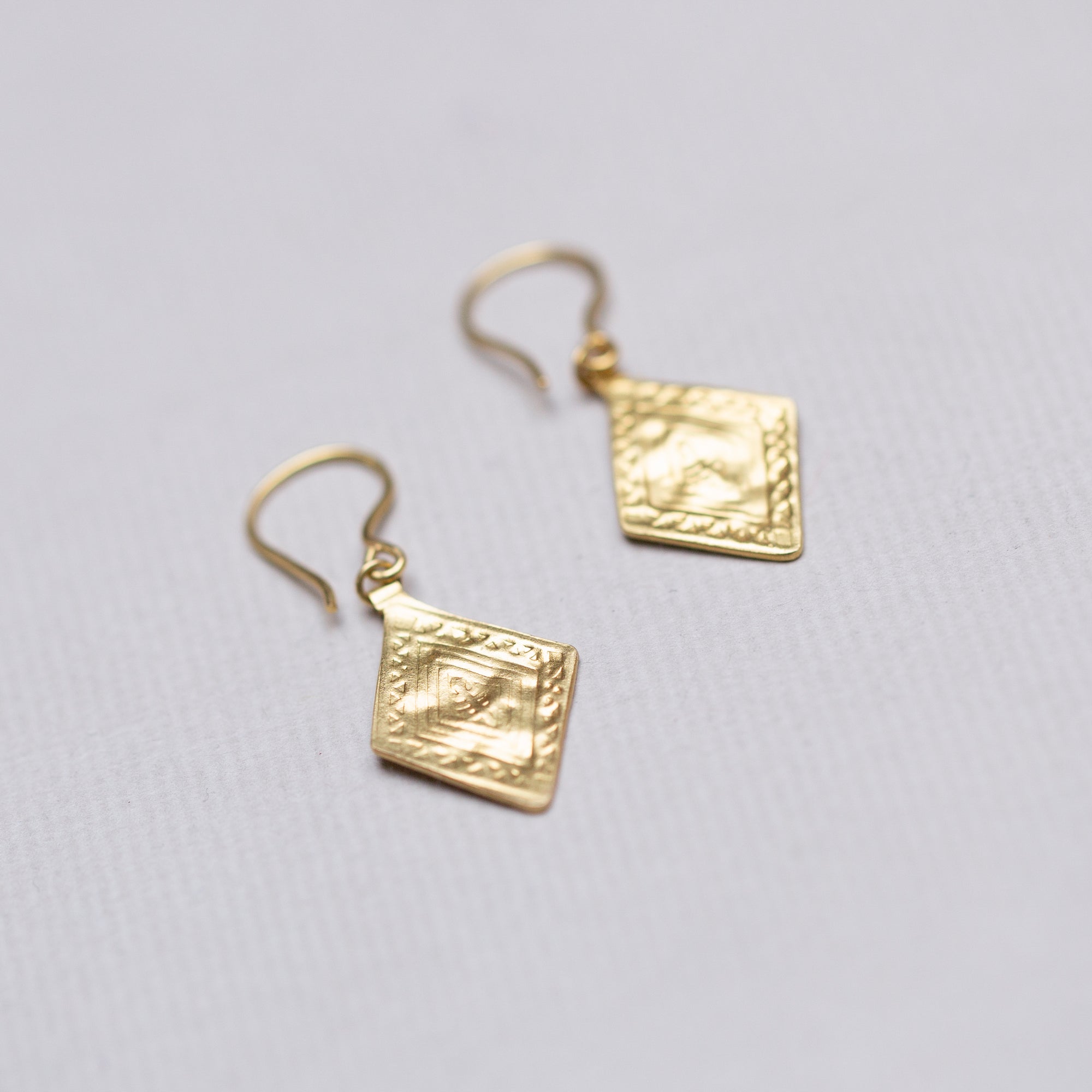 Gold Rhombus Drop Earrings