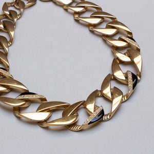 Vintage Gold Chain Necklace with Rhinestones