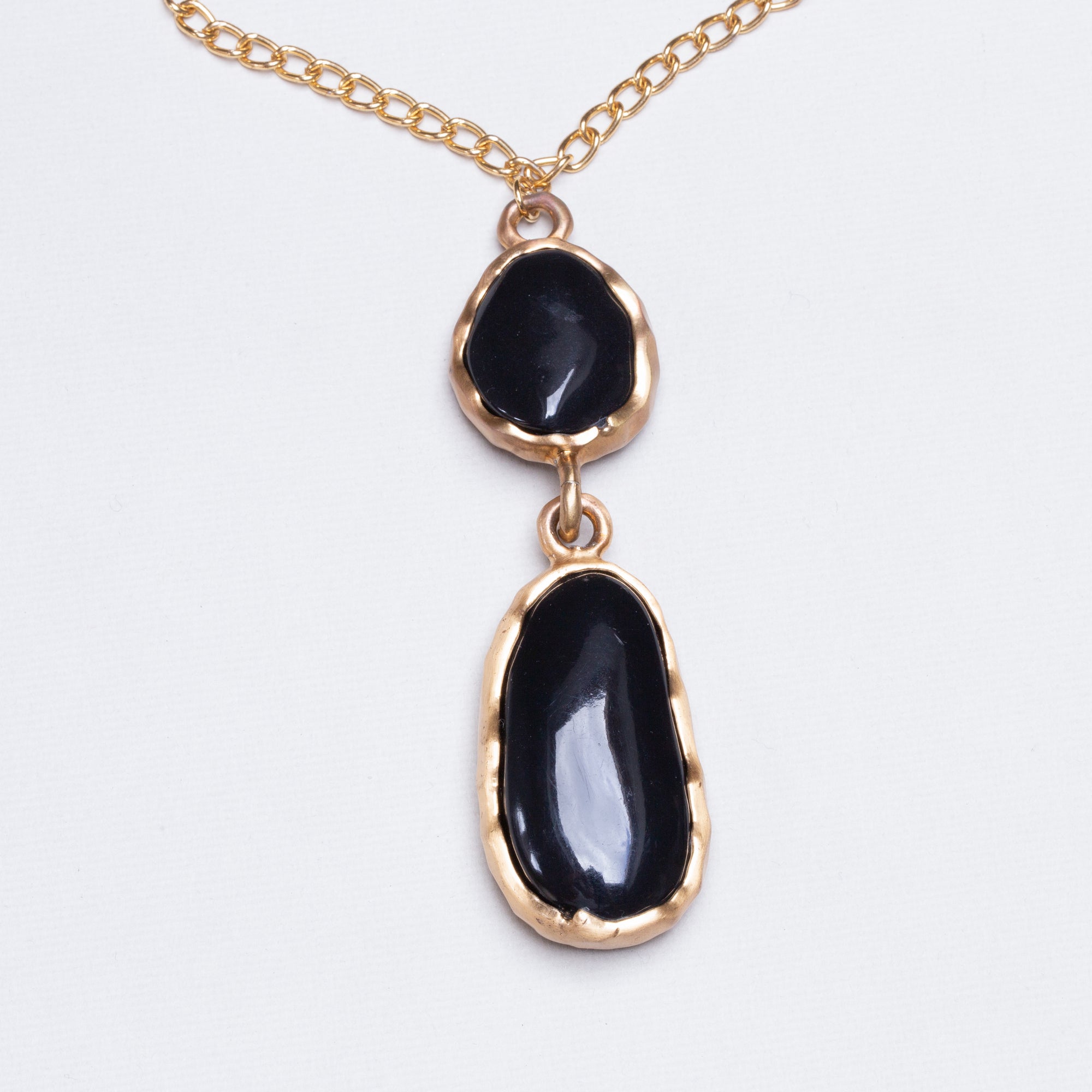 ☆関税込☆VINTAGE HOLLYWOOD★Black Oval Stone Necklace★ Black Onyx Southwestern Pendant Necklace Hand Crafted 925
