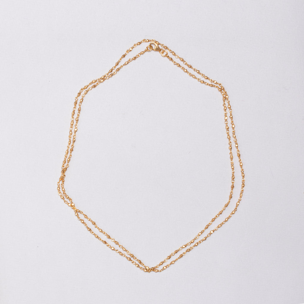 Long Gold-plated Silver Beads Chain Necklace