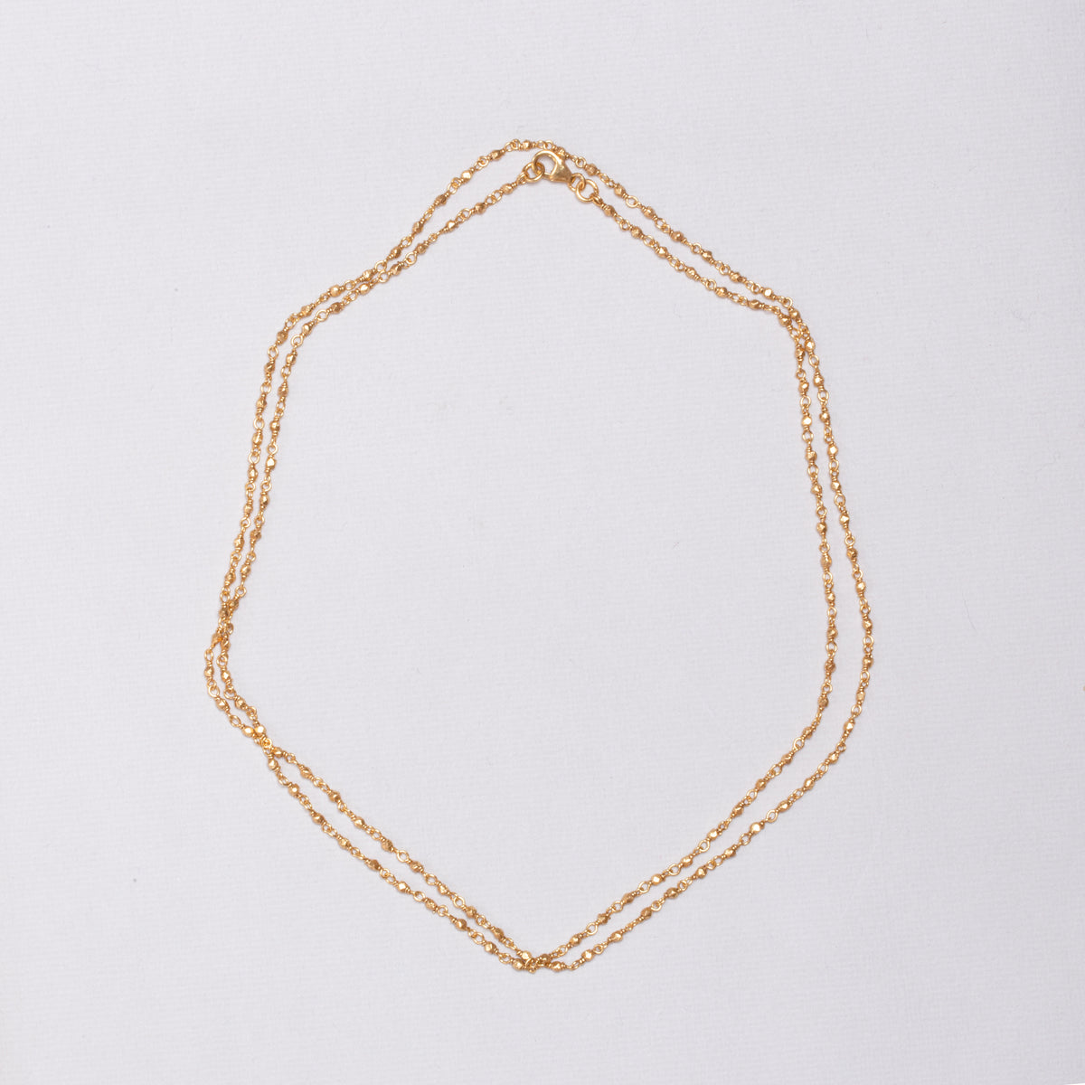 Long Gold-plated Silver Beads Chain Necklace