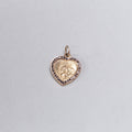 Gold Heart St. Christopher Charm Pendant with Black Diamond