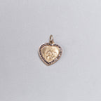 Gold Heart St. Christopher Charm Pendant with Black Diamond