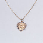 Gold Heart St. Christopher Charm Pendant with Black Diamond
