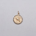 Gold Taurus Pendant Charm with Black Diamond