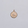 Vintage Gold Capricorn Pendant Charm with Black Diamonds