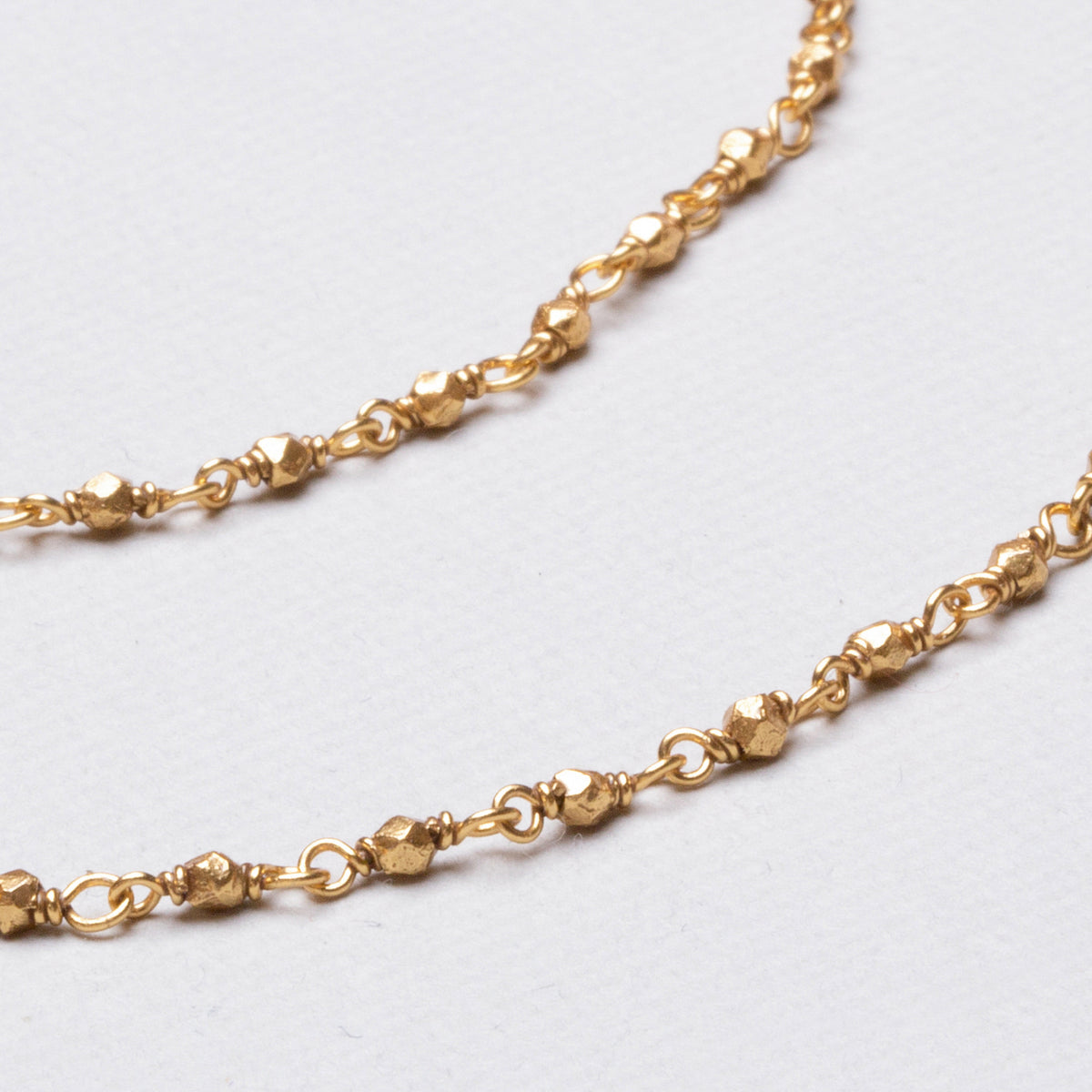 Long Gold-plated Silver Beads Chain Necklace